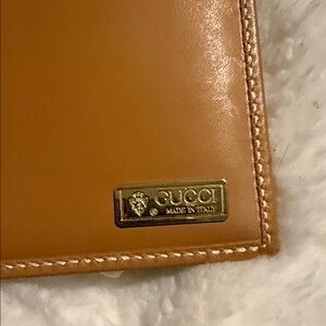 Gucci Camel Leather Card Holder with Gold Accent